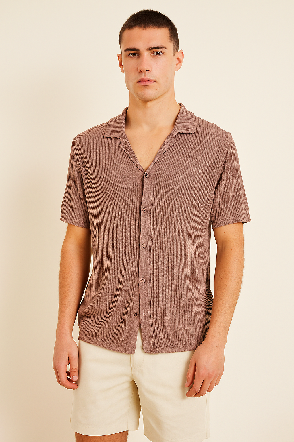 Dusty Mauve ribbed textured shirt