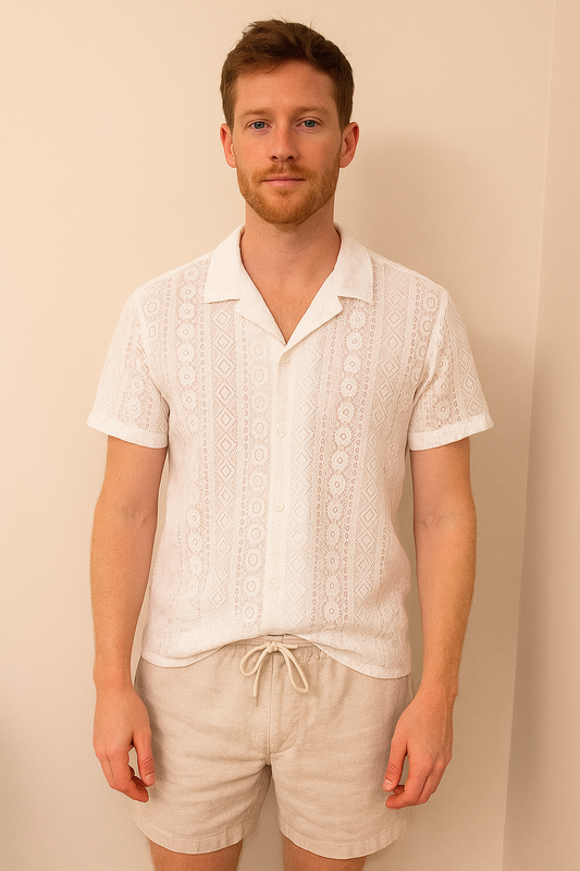 White Crochet Button Up