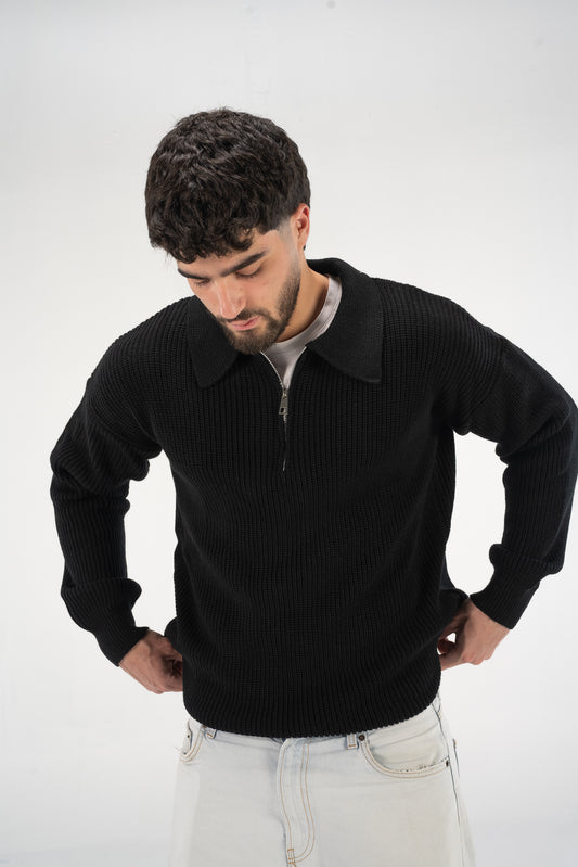 Black Knitted Zipper