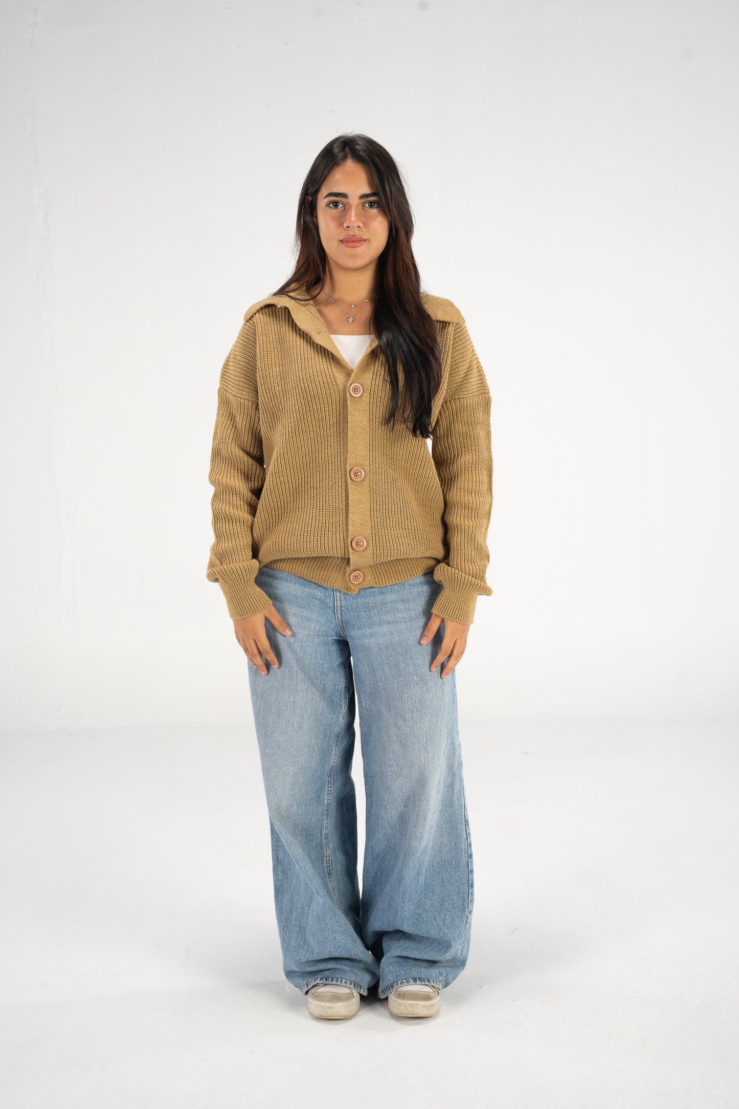 Beige Knitted Cardigan
