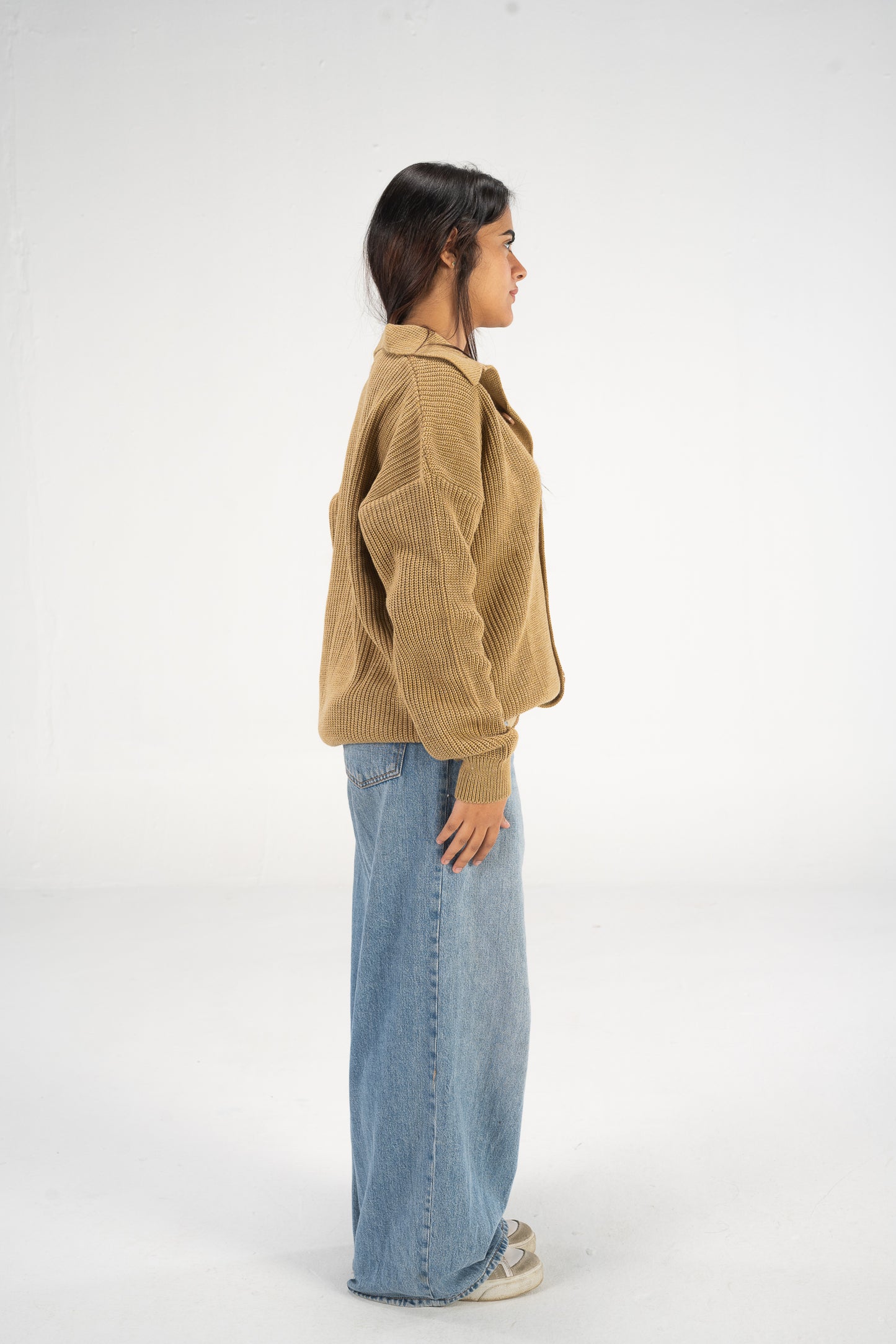 Beige Knitted Cardigan