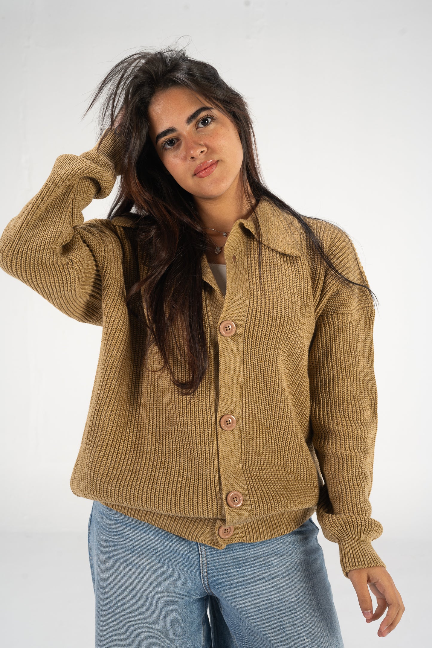 Beige Knitted Cardigan