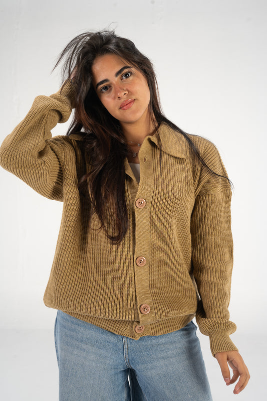 Beige Knitted Cardigan
